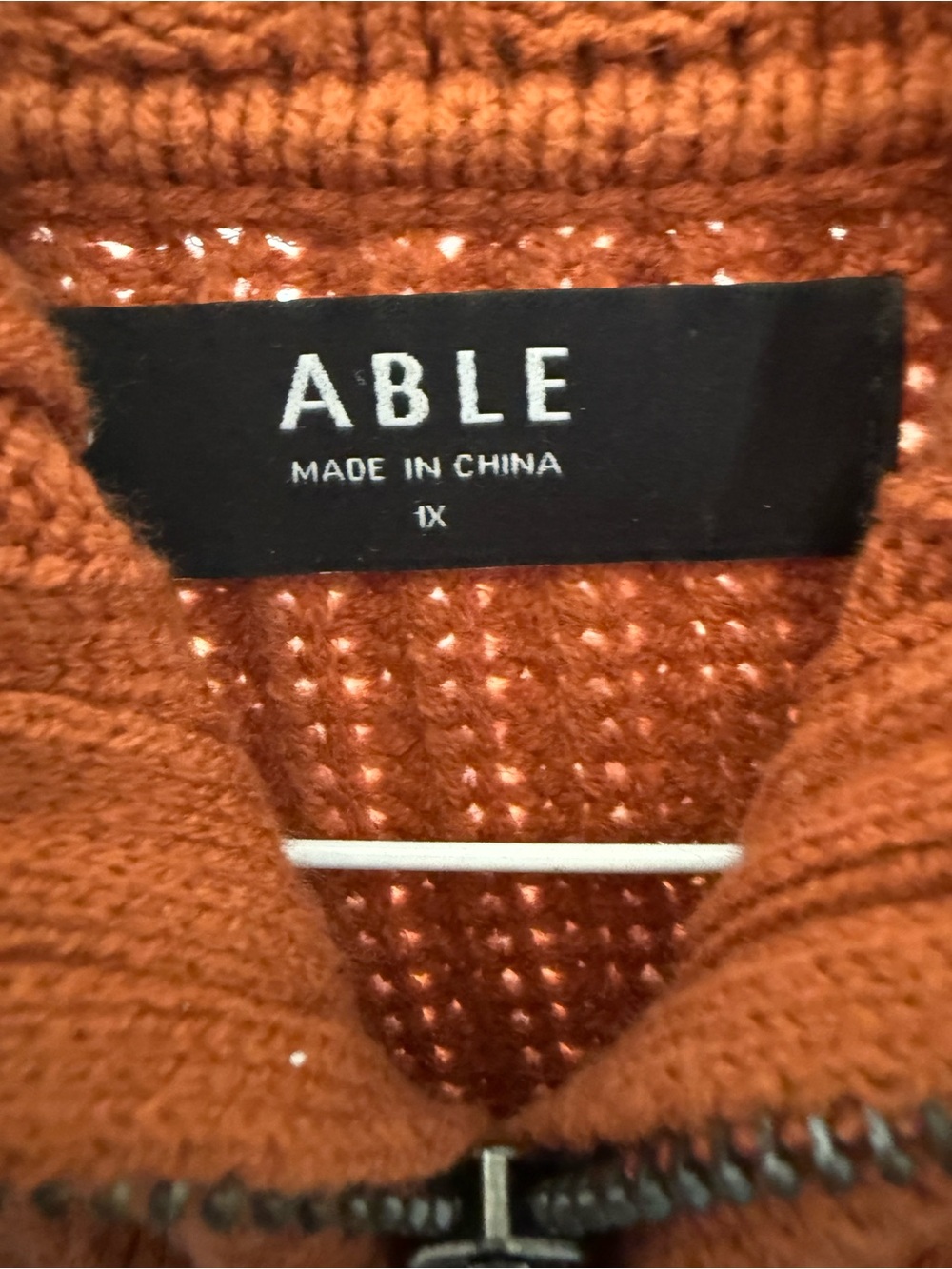Able Rust Colored Cozy Zip-Front Ribbed Cardigan - Picture 2 of 2